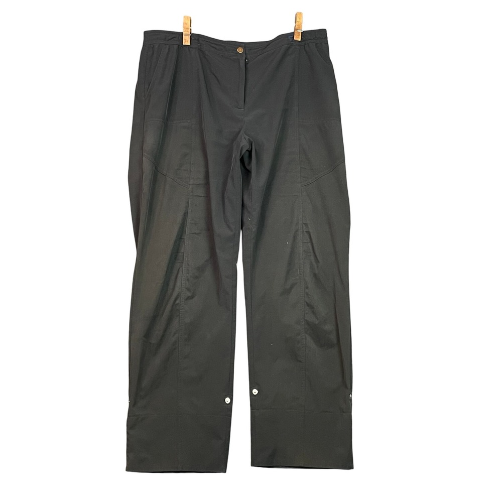 Zenergy by Chico's Pants Women 2 Black Active Travel Straight Leg Snap Ankle